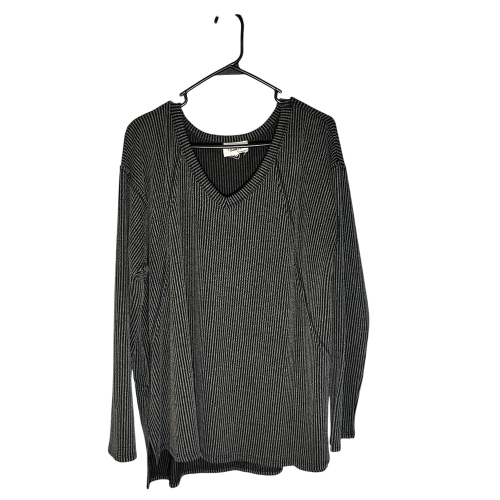 Andree‎ by Unit Women's Soft Vertical Ribbed Knit V Neck Sweater Oversize L